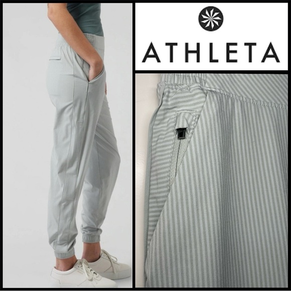 Athleta Pants - Athleta Brooklyn Textured Joggers Gray Striped Stretch Pockets Size 2P